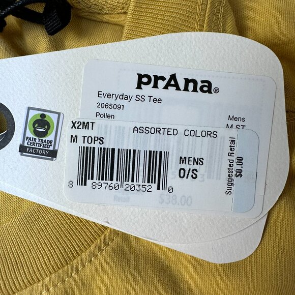 prAna Men's Everyday Organic Cotton Short Sleeve Tee Shirt, Size Medium, Pollen - Picture 9 of 13